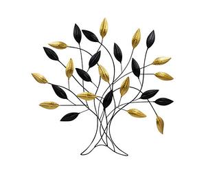 Sculpture murale moderne Arbre de vie Noir/doré 60 x 58 cm