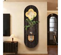 Sculpture Murale Moderne Sculpture Décorative avec Plantes Artificielles, Décoration Moderne pour Salon Entrée Bureau Hôtel(Black,35 * 105cm/13.8 * 41.3in)