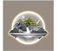 Sculpture Murale, Peinture, Art des Murs Suspendus et Lampes LED, Lampe décorative d'art Mural, décoration Orientale, Pendentif Mural en Peinture Chinoise