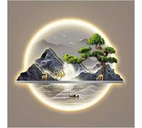 Sculpture Murale, Peinture, Art des Murs Suspendus et Lampes LED, Lampe décorative d'art Mural, décoration Orientale, Pendentif Mural en Peinture Chinoise