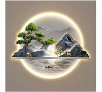 Sculpture Murale, Peinture, Art des Murs Suspendus et Lampes LED, Lampe décorative d'art Mural, décoration Orientale, Pendentif Mural en Peinture Chinoise