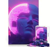 Sculpture Neon Head Vaporwave, Puzzle de 1000 pièces pour Adolescents, Jeu d'entraînement cérébral, Loisir Facile, Assemblage d'image, Cadeau élégant (50x75cm)