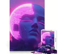 Sculpture Neon Head Vaporwave, Puzzle de 1000 pièces pour Adultes, Jeu de logique et de renforcement des Liens familiaux, Bordure Premium, Surprise chaleureuse (38x26cm)