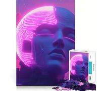 Sculpture Neon Head Vaporwave, Puzzle de 1000 pièces pour Adultes, Jeu de logique et de renforcement des Liens familiaux, Bordure Premium, Surprise chaleureuse (38x26cm)