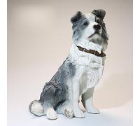 Sculpture Ornement de Bureau - pour Statues Cadeaux pour Cour et Jardin Border Collie Simulation Chien Modèle Assis Posture Bord Berger Décoration Résine Artisanat (Color : B)