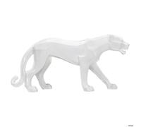 Sculpture Panthère géométrique en résine blanche brillante 70 cm - Réf. VK8681847403548