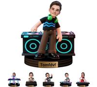 Sculpture personnalisée en forme de joueur DJ avec photo de dessin animé - Décoration de bureau pour chambre à coucher, maison, salle de musique, club, objet de collection, cadeau pour homme et femme