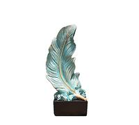 Sculpture Plume Bleue Figurine Résine Artware pour Bibliothèque Bureau Salon Maison Bureau Décoration Accessoires Œuvre d'art exquise (Couleur : B) Ornements