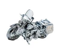 Sculpture puzzle en acier inoxydable modèle moto 3D | Projet d'assemblage de vélo argenté pour affichage de bureau, pièce de décoration d'étagère de collection