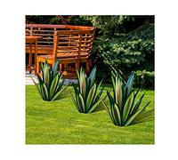 Sculpture Rustique de Tequila Bleue - Art décoration Statue Déco à la Maison, Figurines de Jardin, Ornements de Pelouse, Piquets de Jardin, Plantes d'agave en Métal pour Cour Extérieure, 13.8inch