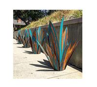 Sculpture Rustique de Tequila Bleue - Art décoration Statue Déco à la Maison, Figurines de Jardin, Ornements de Pelouse, Piquets de Jardin, Plantes d'agave en Métal pour Cour Extérieure, 13.8inch