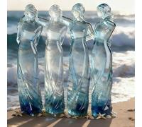 Sculpture « Sisters by My Side », célèbre l'amitié des trois sœurs, cadeau d'anniversaire pour femme, cadeau spécial de Noël pour les meilleures femmes (bleu ciel, quatre sœurs)