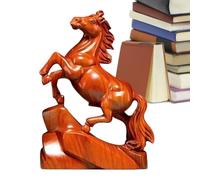Sculpture Statue Sculpté À La Main en Bois Bénédiction Souvenir Bonne Chance Succès Signification du Bois Sculpture Cheval Figurine Cadeau Bureau Salon Bureau 2026 Nouvel an Chinois