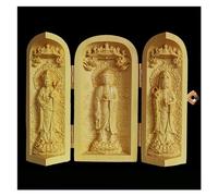 Sculpture Statues de Bouddha méditant de Table pour décoration, Ornement en buis, Bouddha de médecine Shakyamuni Amitabha Bouddhisme Religieux, Feng Shui Trois boîtes Ouvertes, décoration Artisanale