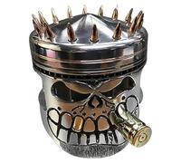 Sculpture stylisée en forme de crâne robuste effigie en résine mâle piston imaginatif travail statue atelier concept moteur rétro accessoire décoration espace de travail univers auto fantaisie notabl