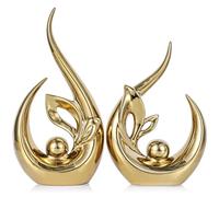 Sculptures abstraites dorées brillantes de 23,9 cm de haut, statue d'art en céramique, trucs cool à mettre sur des étagères et un meuble TV, centre de divertissement à accentuation dorée, pour