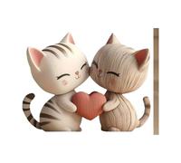 Sculptures De Chat Pour La Décoration De La Maison,Mignon Deux Dimensions Plat En Bois En Forme D'Animal | Décor De Statue De Chat En Étreinte | Pour Les Événements D'Halloween, Noël Et Les Présentati
