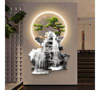 Sculptures de décoration murale d'art 3D, œuvres d'art abstraites modernes pour bureau et salon, décoration de paysage de pin traditionnel oriental