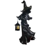 Sculptures de jardin | Lanterne de sorcière d'Halloween - Décoration vintage en résine avec lumière LED pour intérieur et extérieur, maison, jardin, pelouse, fête d'Halloween