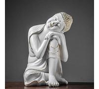 Sculptures De Tête Murales Bustes 62 Cm Grande Taille Ligne d'or Sculpture Figurine Résine Bouddha Blanc Jardin Maison Statue Artisanat Décoration Ornements