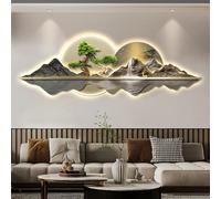 Sculptures murales 3D, art mural moderne en pin oriental avec lumière LED - Art décoratif à suspendre pour la maison et le bureau