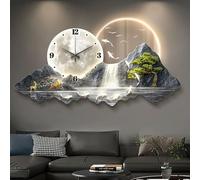 Sculptures murales 3D avec horloge et lumière LED, paysage panoramique moderne, décoration pour salon, maison, bureau, hôtel