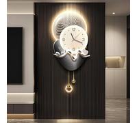Sculptures murales 3D avec lumière LED, horloge murale créative pour salon, chambre, bureau, décoration murale paysagère, alimentation secteur, horloge décorative moderne (gris 1,65 x 30 cm/25,6 x