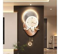 Sculptures murales 3D avec lumière LED, horloge murale créative pour salon, chambre, bureau, décoration murale paysagère, alimentation secteur, horloge décorative moderne (Orange 1,86 x 40 cm/33,9