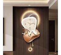Sculptures murales 3D avec lumière LED, horloge murale créative pour salon, chambre, bureau, décoration murale paysagère, alimentation secteur, horloge décorative moderne (Orange 2, 107 x 50 cm/42