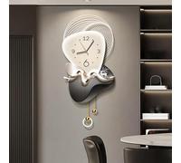 Sculptures murales 3D avec lumière LED, horloge murale créative pour salon, chambre, bureau, décoration murale paysagère, alimentation secteur, horloge décorative moderne (Gris 2, 107 x 50 cm/42,1
