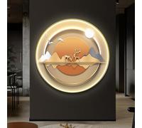 Sculptures Murales 3D, Décoration Murale En Métal Avec Lumière, Cadre En Alliage D'aluminium, Lampe Murale Ronde Pour Salon, Entrée, Bureau(D,80cm)