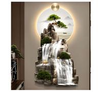 Sculptures murales 3D décoratives avec lumière LED, peinture murale chinoise traditionnelle, grande sculpture murale en métal pour chambre à coucher, salon, entrée