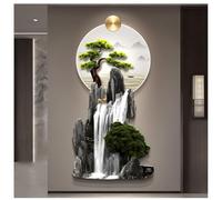 Sculptures murales 3D décoratives avec lumière LED, peinture murale chinoise traditionnelle orientale, grand art mural en métal pour chambre à coucher, salon, entrée
