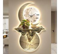 Sculptures murales 3D en métal avec lumière LED - Design traditionnel chinois koï, décoration murale à suspendre et horloge pour décoration d'intérieur de la maison