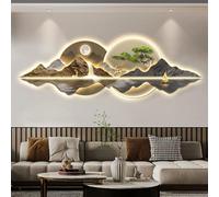 Sculptures murales 3D en pin oriental moderne à suspendre avec lumière LED, peinture décorative pour décoration d'intérieur et ambiance accueillante
