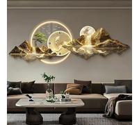 Sculptures murales 3D, horloge murale décorative et peinture de paysage moderne, œuvre d'art orientale Feng Shui en pin pour décoration de salon