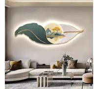 Sculptures murales 3D, peinture décorative, chambre créative moderne, grand couloir d'entrée à LED, peinture en porcelaine cristal, décoration de sculptures illuminées(Green,150 * 50cm)