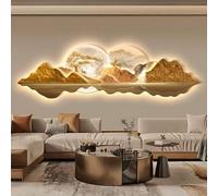 Sculptures murales 3D, peinture décorative, peinture en porcelaine cristal LED for salon, grandes sculptures lumineuses for chambre à coucher, décoration créative(Orange a,150 * 50cm)