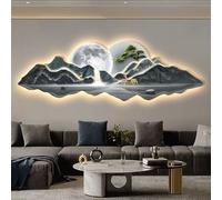 Sculptures murales 3D, peinture décorative, peinture en porcelaine cristal LED for salon, grandes sculptures lumineuses for chambre à coucher, décoration créative(Blue a,180 * 60cm)