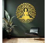 Sculptures Murales En Métal Représentant L'Arbre de Vie de Bouddha Et Décoration Murale Bouddha En Métal Zen Décoration Murale Spirituelle pour Salon Chambre Studio de Yoga Salle de Méditation