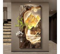 Sculptures Murales LED, Peinture Décorative Murale 3D en Grès avec Lumière, Interface USB, Éclairage Mural Paysager pour Couloir, Entrée, Bureau(F,40 * 80cm)