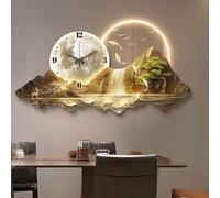 Sculptures murales peinture 3D, décoration murale moderne pour salon, restaurant, paysage panoramique, peintures murales avec horloge, images à suspendre à la lumière LED, décorations d'intérieur