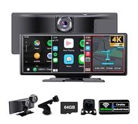 SCUMAXCON Carplay Écran Tactile IPS 10,26 Pouces sans Fil Android Auto Airplay 4K Caméra de recul 1080p Bluetooth GPS Navigation FM Haut-Parleur intégré Console Centrale Lecteur multimédia