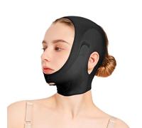 Scumlovy Ceinture de tonification du Visage, Sangle liftante, mentonnière en V pour Dormir, réutilisable, Amincissante et Sculptante pour Le Visage, Taille Ajustable (Noir, Moyen)