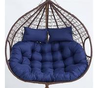 Scumlovy Coussin de chaise double œuf imperméable et épais - 150 x 100 x 10 cm - Coussin de rechange à suspendre avec appui-tête pour extérieur, terrasse, jardin (bleu marine)