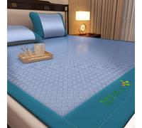 Scumlovy Ensemble de tapis de sommeil rafraîchissant pliable - Soie glacée et à base de plantes - Surmatelas tissé respirant, literie anti-transpiration avec taie d'oreiller pour dortoir à la maison