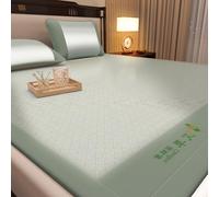Scumlovy Ensemble de tapis de sommeil rafraîchissant pliable - Soie glacée et à base de plantes - Surmatelas tissé respirant, literie anti-transpiration avec taie d'oreiller pour dortoir à la maison