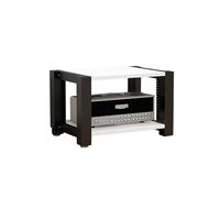 Scumlovy Étagère audiovisuelle, Meuble TV d'angle pour Platine Vinyle, chaîne Hi-FI, Tour Audio, Meuble multimédia avec Hauteur réglable, Petit Meuble TV Moderne (Blanc, 60 x 51 x 40 cm)