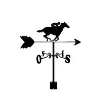 Scumlovy Girouette Cheval Surfeur Design Rétro Girouette Indicateur de Direction du Vent Outil de Mesure en Acier Inoxydable avec Support de Montage pour Ornement de Jardin Patio Cour