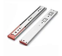 Scumlovy Glissière de tiroir latérale en Acier Inoxydable à Trois Sections avec butée épaisse et Amortisseur renforcé (Couleur : Argent, Taille : 35 cm)